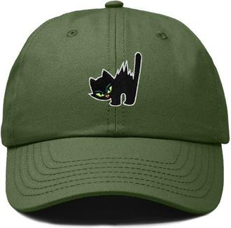 Dalix Blink Black Cat Dad Cap in Olive at Nordstrom