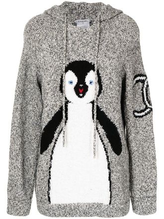 Chanel 2007 penguin drawstring hoodie - women - Silk/Nylon/Rayon/Mohair/Wool/Cashmere - 42 - Grey
