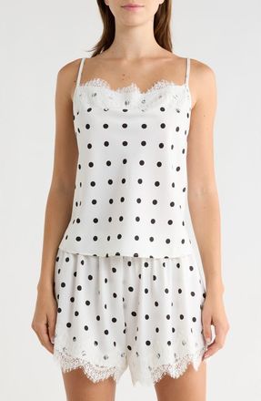 Wayf Lace Inset Polka Dot Cami in Ivory Polka Dot at Nordstrom Rack, Size X-Small