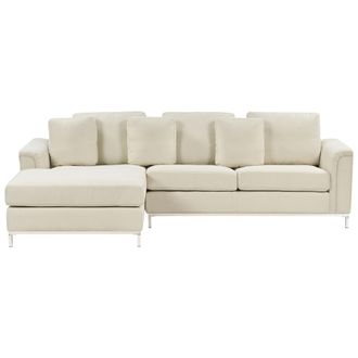 Beliani Beliani - Sof&aacute; Esquinero Tapizado En Tela Beige En Forma De L Versi&oacute;n Derecha Oslo