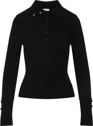 Courr&egrave;ges Wool Blend Oversized Blazer - Dames - Ronde hals truien - Zwart - XS - Wol - Truien & Vesten