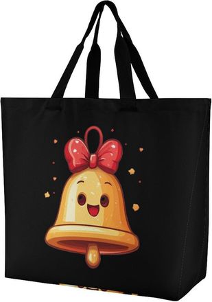 Generic Cute Bell For Christmas Reusable Shopping Bags Large Capacity Grocery Bag Heavy Duty Tote for Women 40x40x16cm