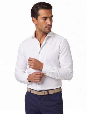 John Miller tailored fit overhemd wit effen