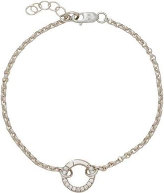 Made by Mary Rolo Charm Bracelet with CZ Link Lock in Silver at Nordstrom, Size 6