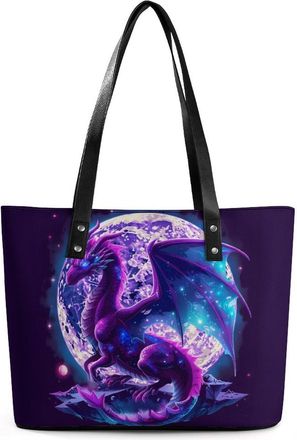 Generic Fantasy Dragon Purple Tote Bags for Women Cute Shoulder Purses Handbags