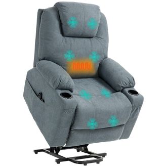HOMCOM Lift Chair With Vibration Massage - Heat - Easy Assembly - Grey | TJ Hughes