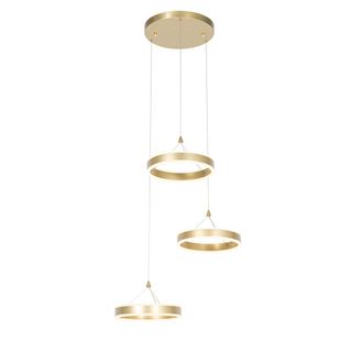 QAZQA Dise&ntilde;o L&aacute;mpara Colgante Redonda De Lat&oacute;n Con Led Regulable En 3 Pasos 3-luces - Lyani Aluminio /acero /pl&aacute;stico Redonda Incluye Led Max. 3 X 12 Watt -