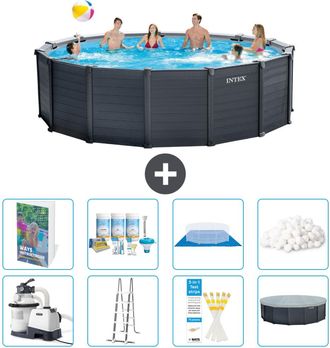 Intex Piscina Graphite Panel Redonda - 478x124 Cm - 9-piezas S537