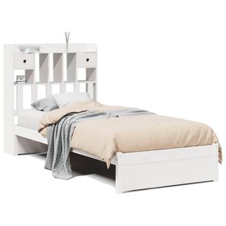 Berkfield Home Bookcase Bed Frame White 75x190cm Small Single Solid Wood Pine