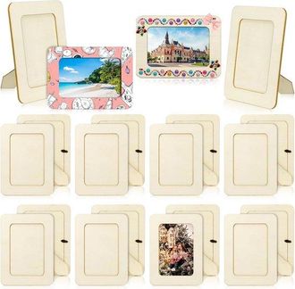 OEM 20 Marcos De Fotos De Madera Para Manualidades, Marcos De Fotos De Madera Para Manualidades Diy A Granel Para Fotos De 4 X 6, Madera Diy