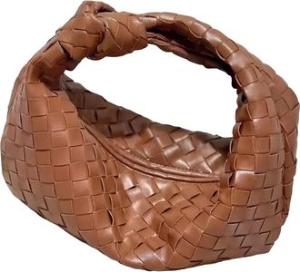 Adornia Rust Brown Knot Woven Crescent Bag