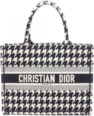 Dior Black White Canvas Handbag Tote Bag (Pre-Owned)