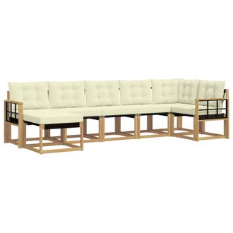 vidaXL Conjunto De Sof&aacute;s De Exterior Con Coj&iacute;n 7 Pcs Blanco Y Crema Vidaxl