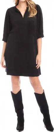 Karen Kane Faux Suede Puff Sleeve Dress In Black