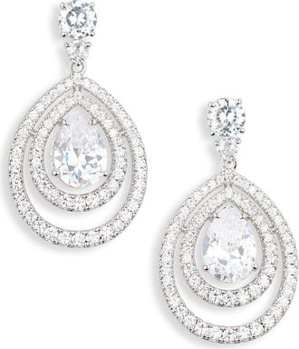 Nadri Pav&eacute; Halo Drop Earrings in Rhodium at Nordstrom Rack