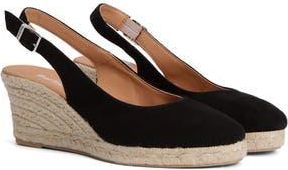 Barbour Hazel Slingback Espadrille Wedge Sandal in Black Suede at Nordstrom Rack, Size 10