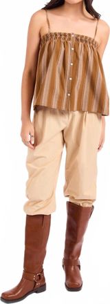Sadie & Sage Terra Rose Button-Front Cami Top In Camel Brown
