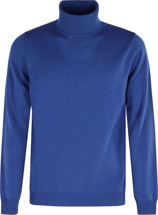 Roberto Collina Elektrisch Blauwe Coltrui - Heren - Coltruien - Blauw - L - Wol - Truien & Vesten