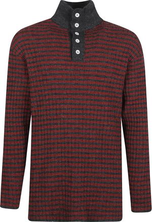 Namacheko Gestreepte trui met hoge hals - Rood