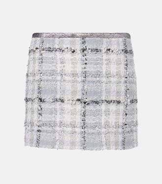 Dolce & Gabbana Checked low-rise lamé tweed miniskirt