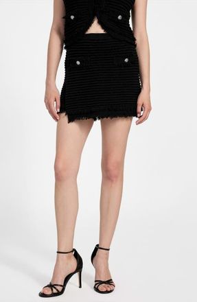 Guess Manila Boucl&eacute; Skort in Jet Black at Nordstrom, Size Medium