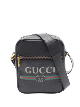 Gucci 2000-2015 Leather Logo crossbody bag - Black