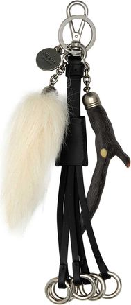 Prada Womens Black Leather Key Ring Bianco Portachiavi Keychains