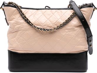 Chanel Pre-owned Womens Gabrielle Hobo Quilted Bag - Nude Leather - One Size
