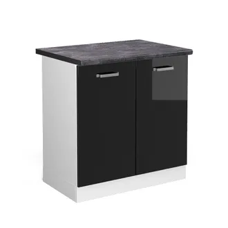 Vicco Armario Bajo Para Fregadero R-line, Negro Brillo Intenso, 80 Cm, Et Antracita Vicco