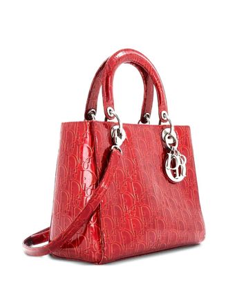 Dior Vintage Lady Dior Bag Ultimate Embossed Patent Medium satchel - Rosso