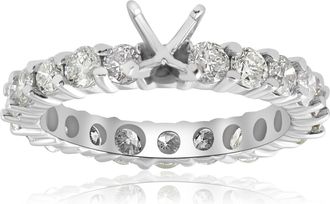 Pompeii3 2ct Diamond Eternity Semi Mount Engagement Ring 14K White Ring Size Selectable