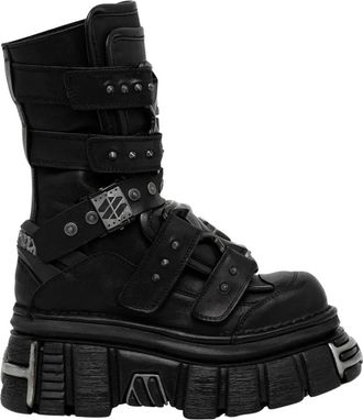 New Rock M-Met 422-S1 Boot - Dames - Enkellaarsjes - Zwart - 37 EU - Leer - Schoenen
