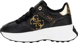 Guess Zwarte Runner Sneakers met 4G-logo - Dames - Sneakers - Zwart - 38 EU - Leer - Schoenen