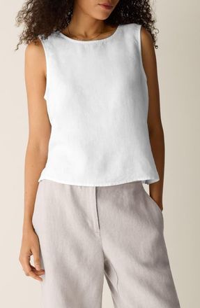 Eileen Fisher Organic Linen Shell in White at Nordstrom, Size Xx-Small