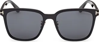 Tom Ford 58mm Square Sunglasses in Shiny Black/smoke at Nordstrom