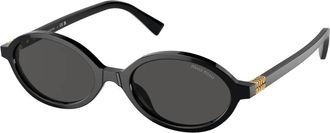Miu Miu Oval Zonnebril - Dames - Zonnebrillen - Zwart - 50 MM - Accessoires