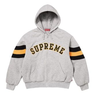 SUPREME SS26 Filled Zip Up Hooded Sweatshirt Heather Grey SUP-SS26-018-HETRGRY