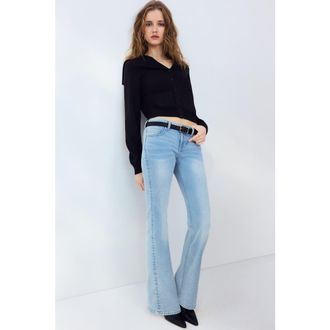 H&M Low rise flared leg jeans in Light Denim Blue at Nordstrom, Size 14