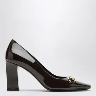 Gucci D&eacute;collet&eacute; Signora marroni in pelle verniciata