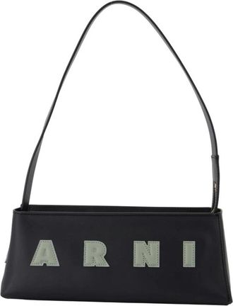 Marni Zwarte leren schoudertas - Museo - Dames - Schoudertassen - Zwart - ONE Size - Leer - Tassen