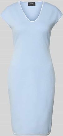 Marc Cain Knielanges Kleid aus Viskose-Mix mit Kontrastkante in Hellblau, Gr&ouml;&szlig;e 34