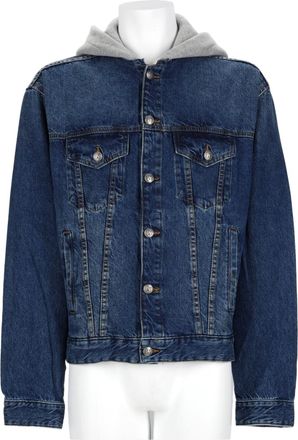 Palm Angels Medium Blue Hooded Layered Denim Jacket
