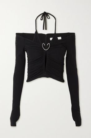 Dion Lee Top A Spalle Scoperte In Jersey Stretch Arricciato Mobius - Nero