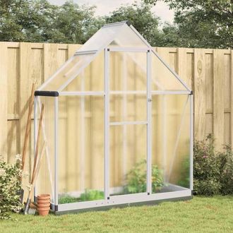Berkfield Home Greenhouse with Base Frame Silver 169x58x202 cm Aluminium | Size: 169 x 58 x 202 cm