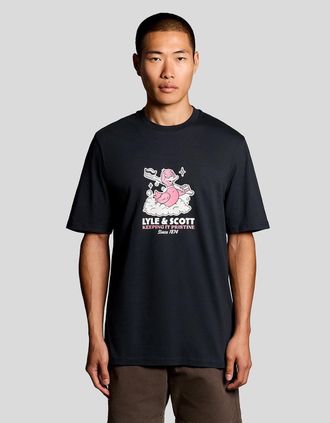 Lyle & Scott Lyle And Scott Mens Chest Print Graphic T-Shirt - Black - Size: 44