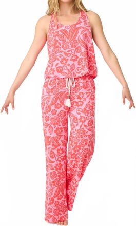 PJ Salvage Bali Bay Floral Pants In Coral Pink
