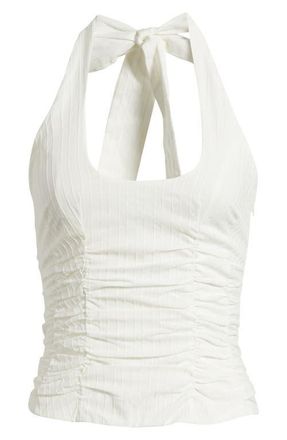 Princess Polly Nataliya Halter Cotton Top in White at Nordstrom, Size 10