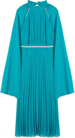 Oltre Geplooide jurk met juwelen riem - Dames - Feestkleedjes - Blauw - S - Polyester - Kleedjes