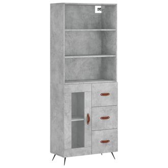 vidaXL Vidaxl - Aparador Alto Madera Contrachapada Gris Hormig&oacute;n 69,5x34x180 Cm