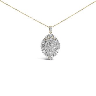 House of Brilliance 14K White and Yellow Gold 2.00 Cttw Diamond Cluster Pear Shaped Pendant Necklace-20 Inches